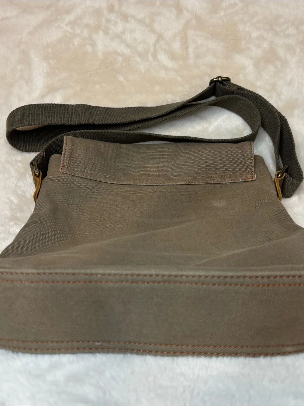 Vintage Augur Olive Canvas Messenger Bag with Brown Leather Accent